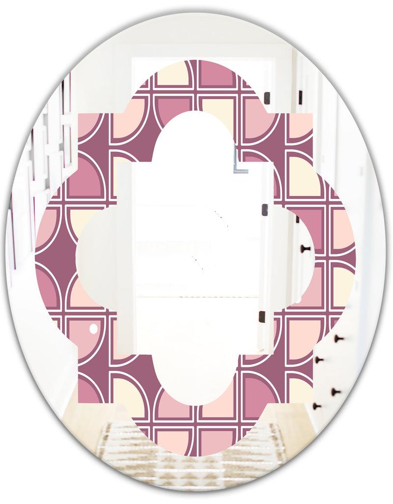DesignQ Retro Purple Pink Desing - Modern Round Or Oval Wall Mirror - Quatrefoil