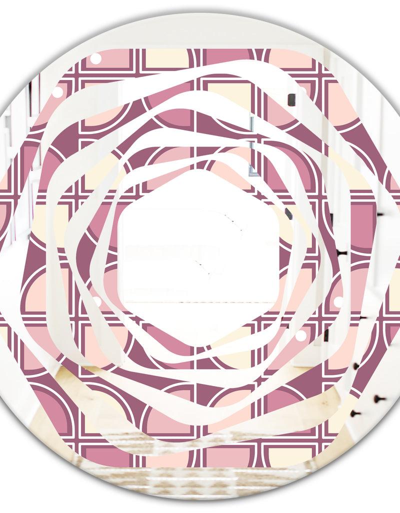 DesignQ Retro Purple Pink Desing - Modern Round Or Oval Wall Mirror - Whirl