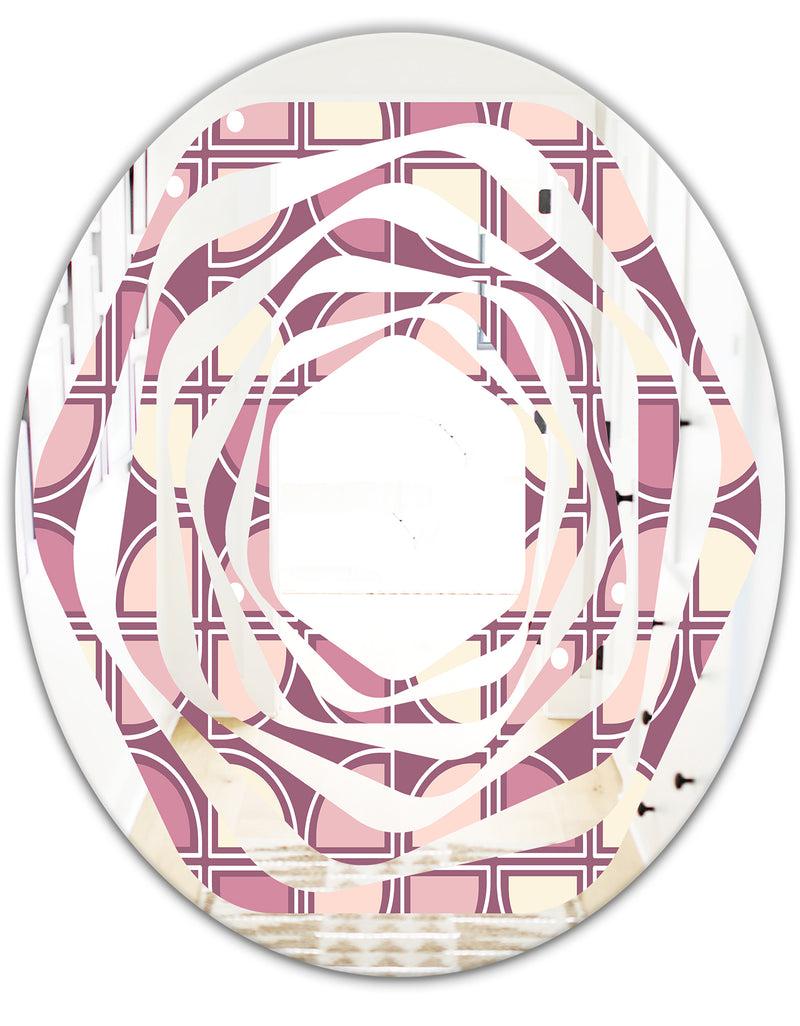 DesignQ Retro Purple Pink Desing - Modern Round Or Oval Wall Mirror - Whirl