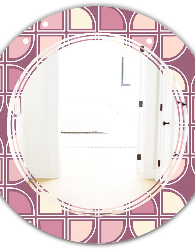 DesignQ Retro Purple Pink Desing - Modern Round Or Oval Wall Mirror - Triple C