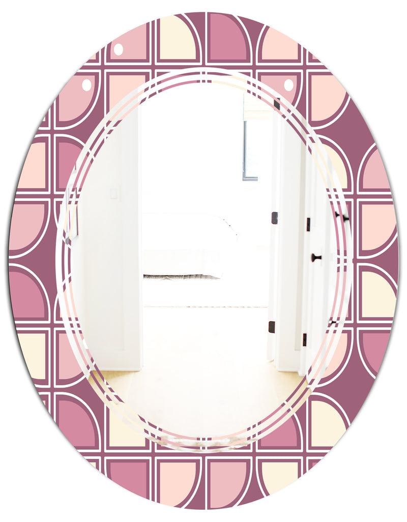 DesignQ Retro Purple Pink Desing - Modern Round Or Oval Wall Mirror - Triple C