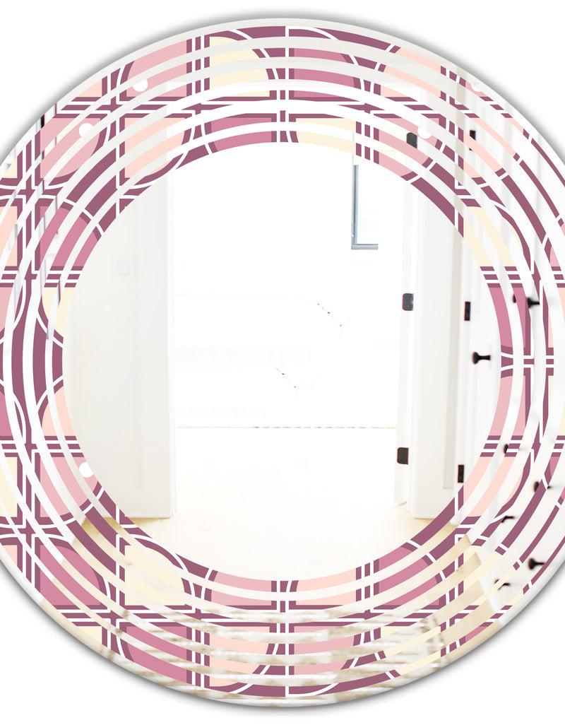 DesignQ Retro Purple Pink Desing - Modern Round Or Oval Wall Mirror - Wave