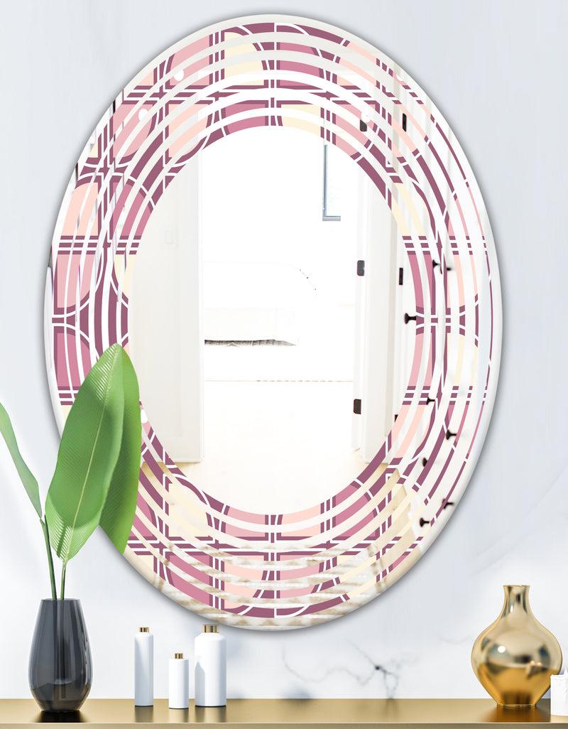 DesignQ Retro Purple Pink Desing - Modern Round Or Oval Wall Mirror - Wave