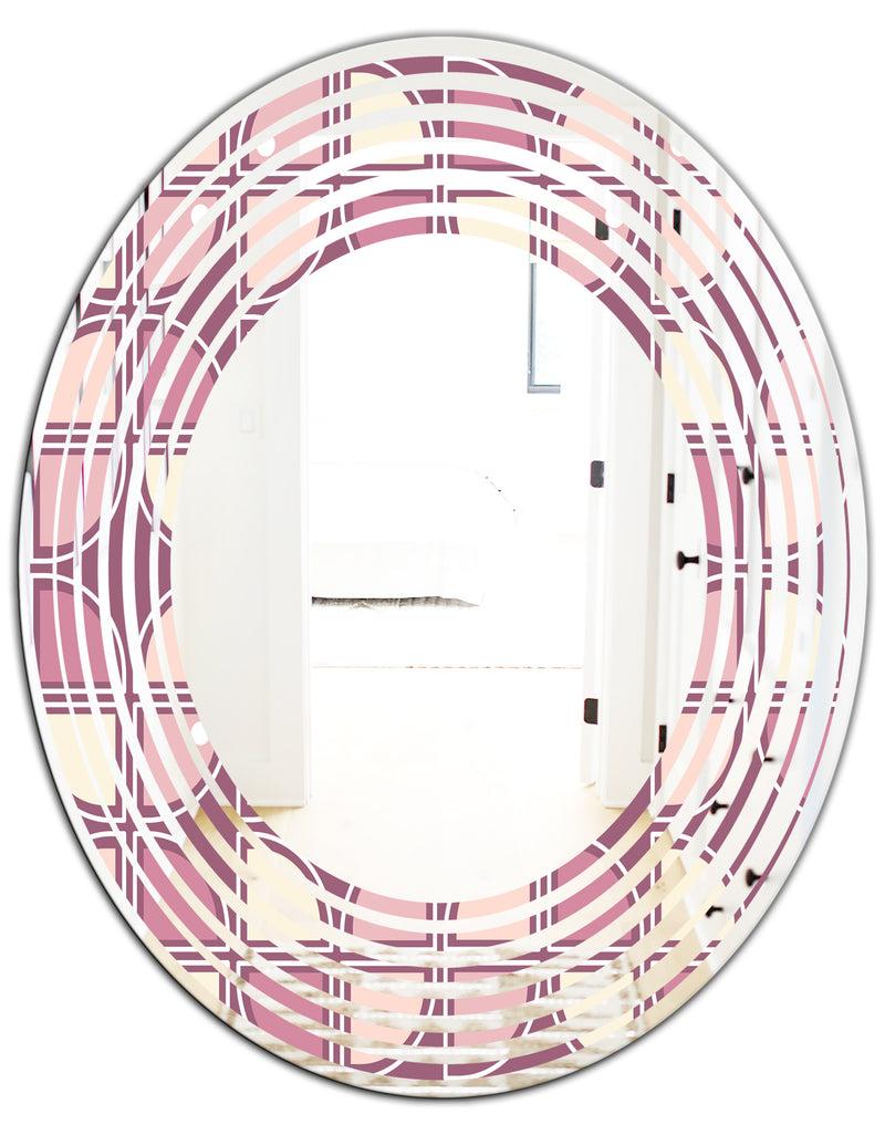 DesignQ Retro Purple Pink Desing - Modern Round Or Oval Wall Mirror - Wave