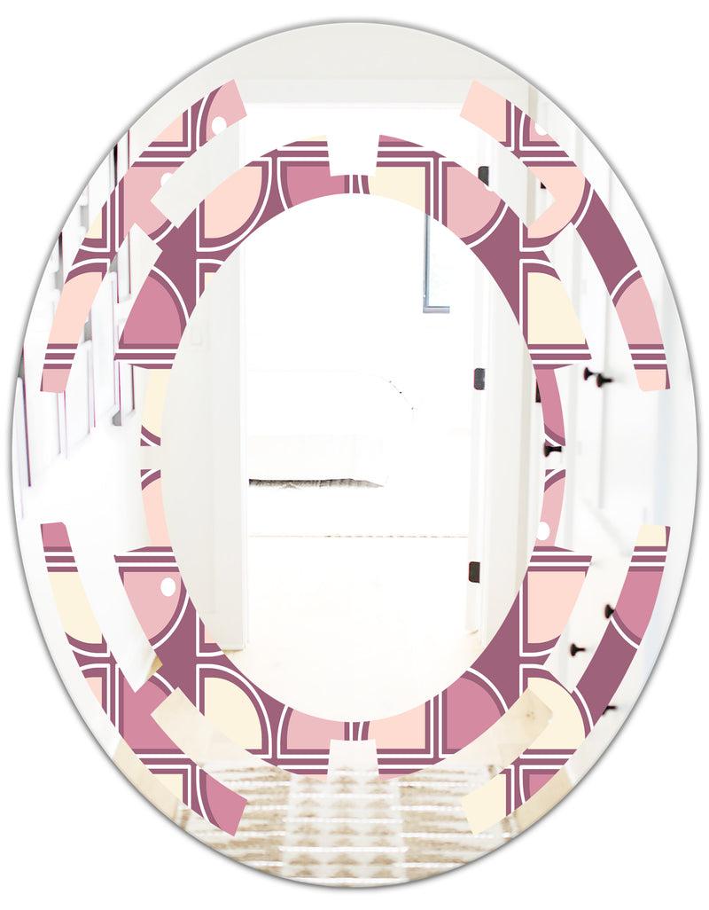 DesignQ Retro Purple Pink Desing - Modern Round Or Oval Wall Mirror - Space
