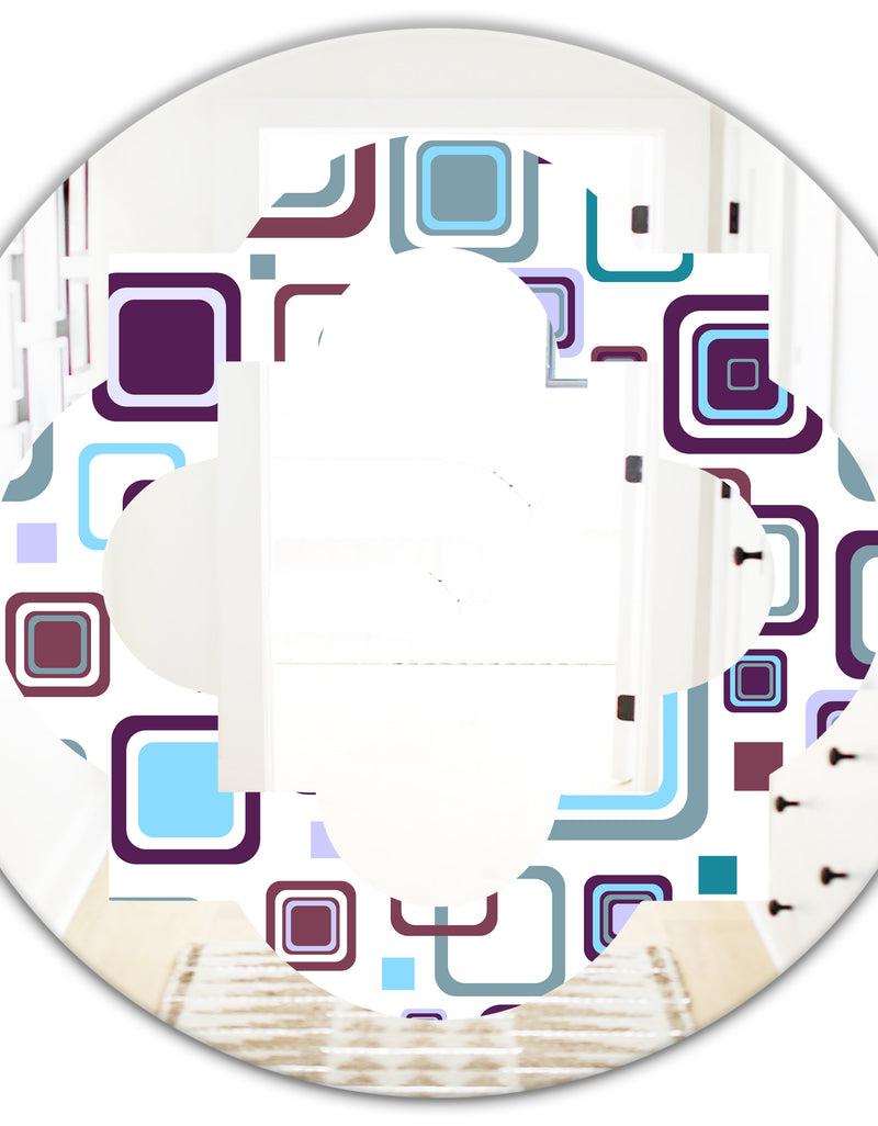 DesignQ Retro Square Design I - Modern Round Or Oval Wall Mirror - Quatrefoil