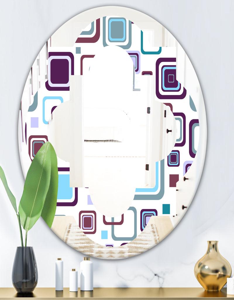 DesignQ Retro Square Design I - Modern Round Or Oval Wall Mirror - Quatrefoil