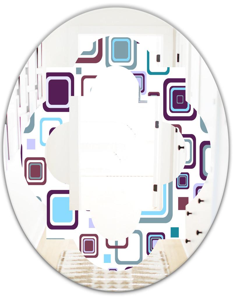 DesignQ Retro Square Design I - Modern Round Or Oval Wall Mirror - Quatrefoil