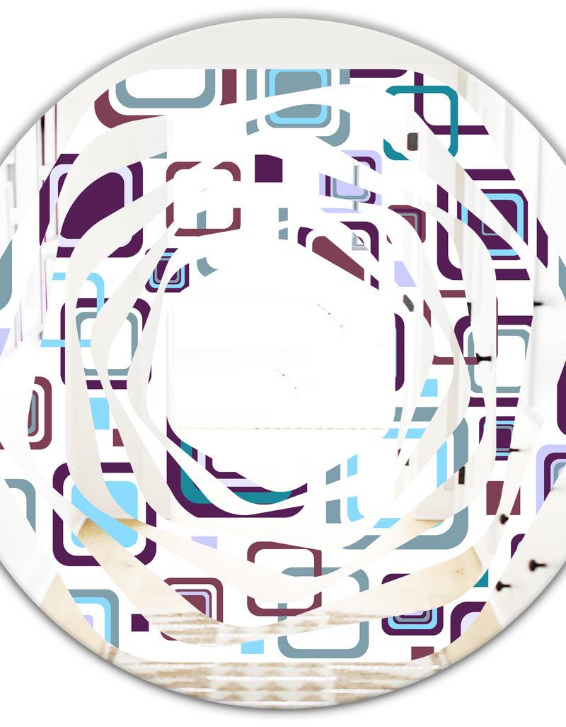 DesignQ Retro Square Design I - Modern Round Or Oval Wall Mirror - Whirl