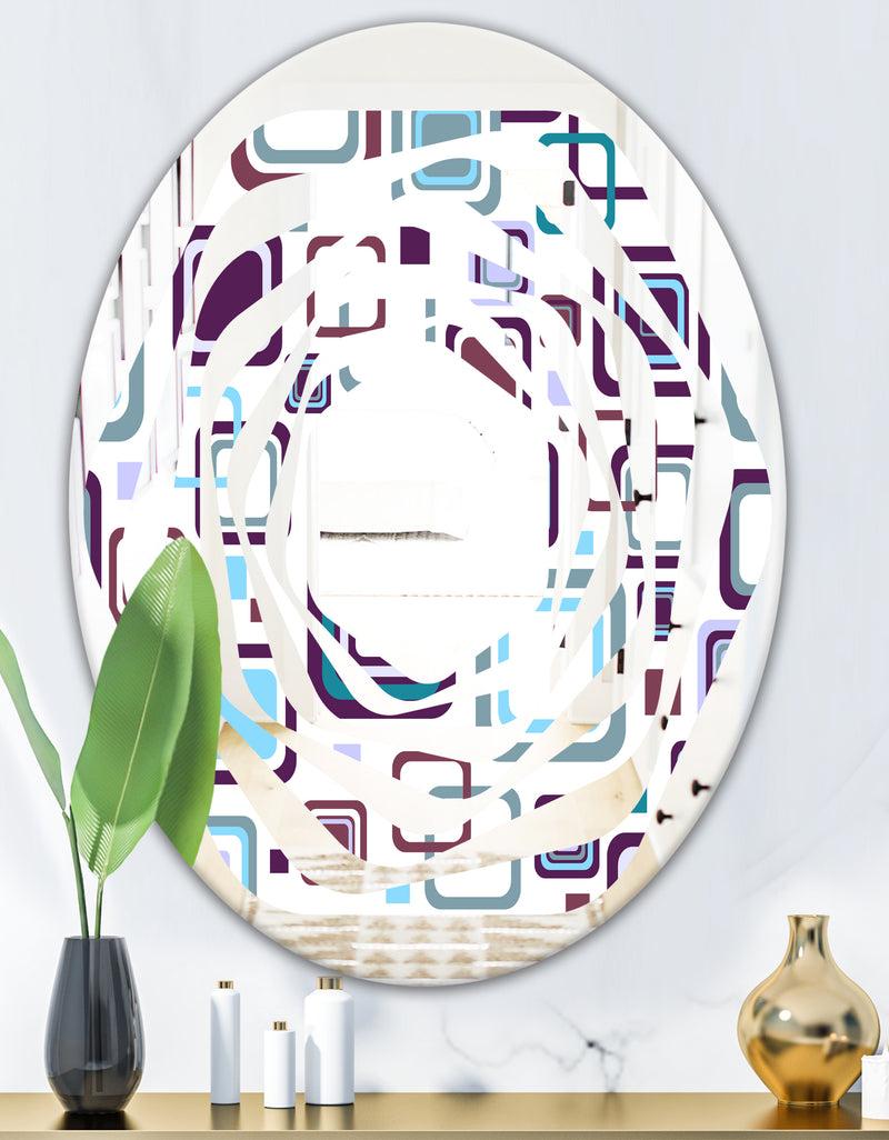 DesignQ Retro Square Design I - Modern Round Or Oval Wall Mirror - Whirl