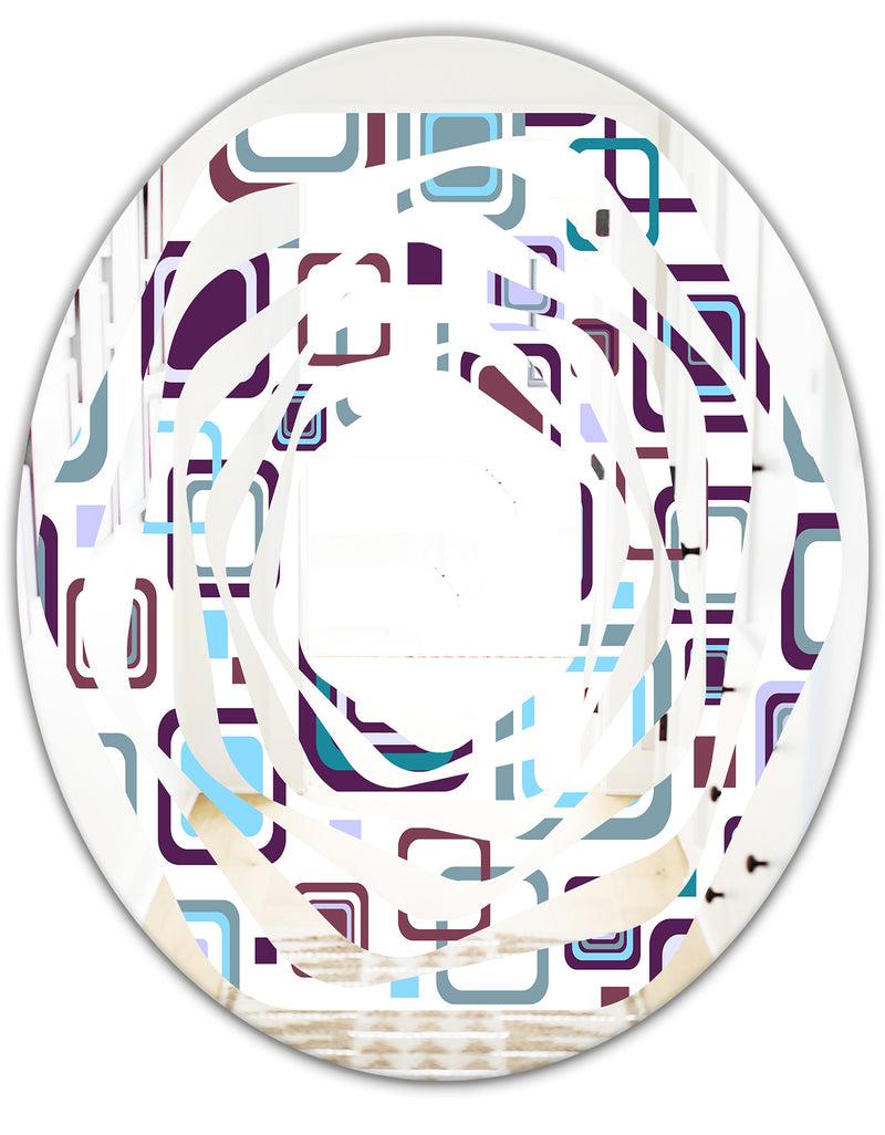 DesignQ Retro Square Design I - Modern Round Or Oval Wall Mirror - Whirl