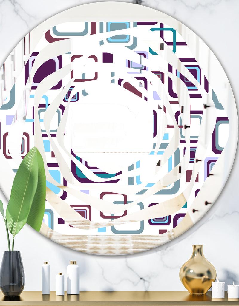 DesignQ Retro Square Design I - Modern Round or Oval Wall Mirror - Whirl