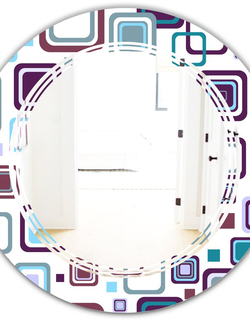DesignQ Retro Square Design I - Modern Round Or Oval Wall Mirror - Triple C