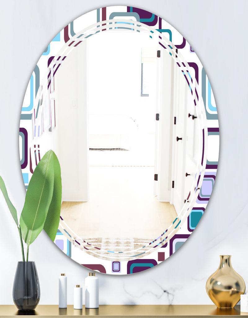 DesignQ Retro Square Design I - Modern Round Or Oval Wall Mirror - Triple C