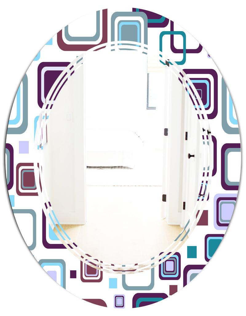DesignQ Retro Square Design I - Modern Round Or Oval Wall Mirror - Triple C