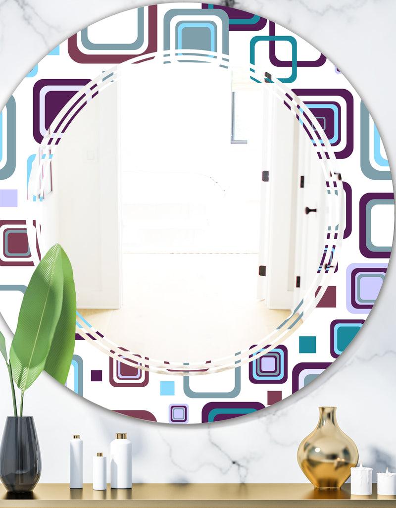 DesignQ Retro Square Design I - Modern Round or Oval Wall Mirror - Triple C