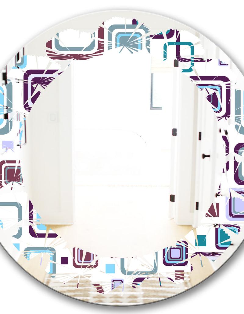 DesignQ Retro Square Design I - Modern Round Or Oval Wall Mirror - Leaves