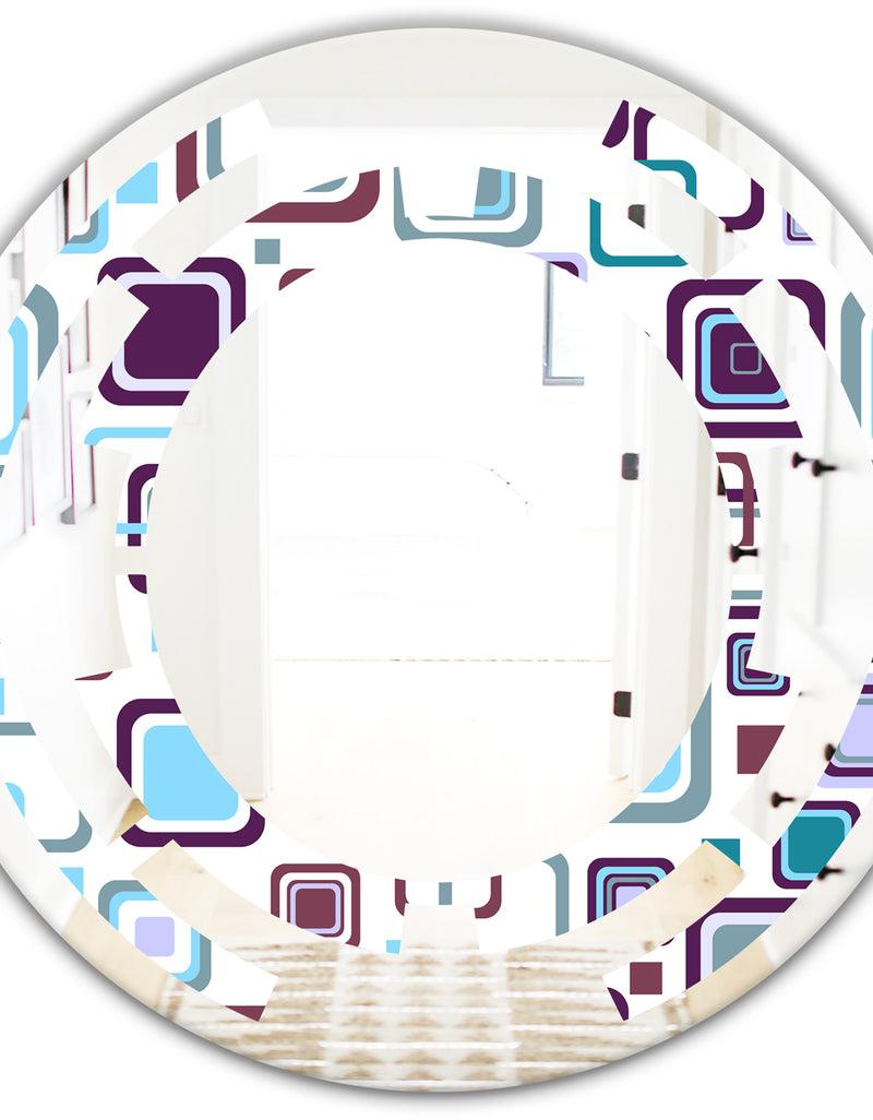 DesignQ Retro Square Design I - Modern Round Or Oval Wall Mirror - Space