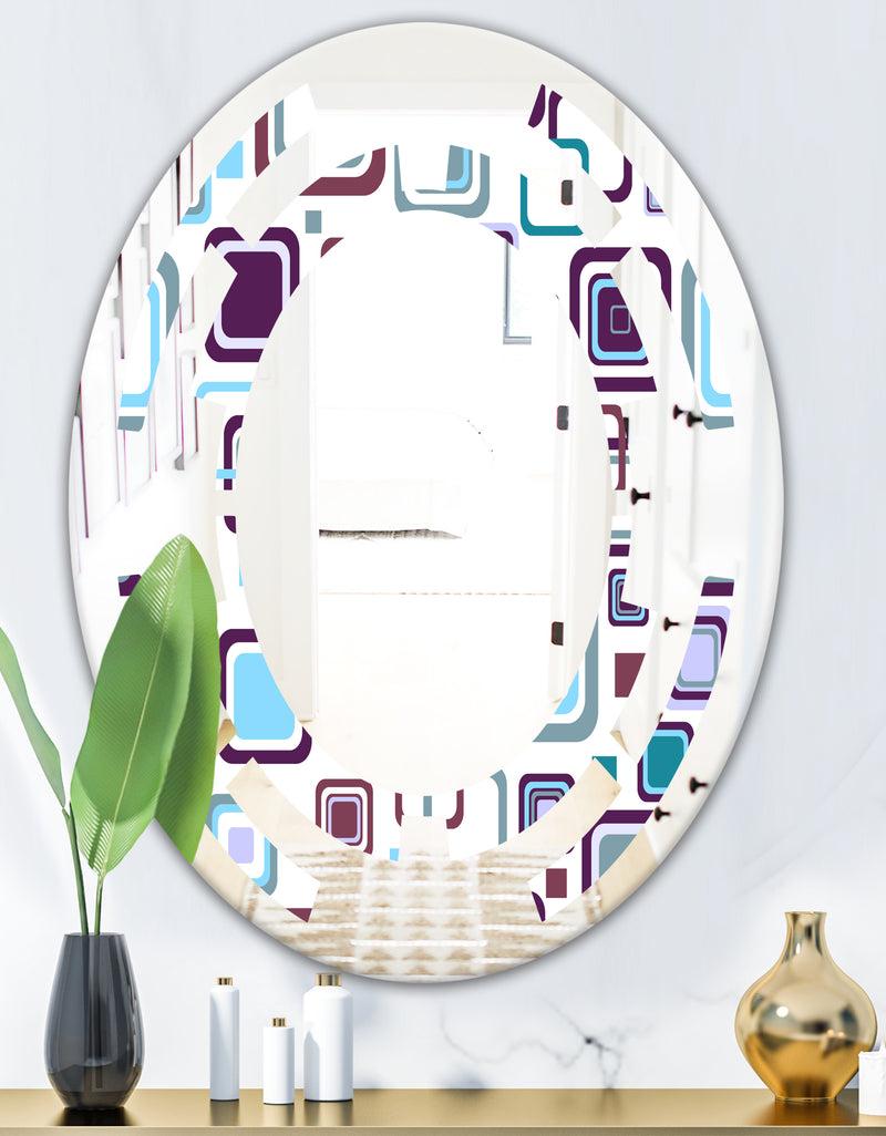 DesignQ Retro Square Design I - Modern Round Or Oval Wall Mirror - Space