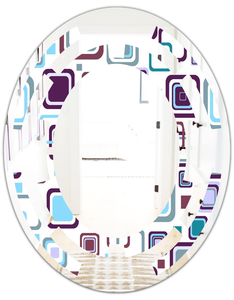 DesignQ Retro Square Design I - Modern Round Or Oval Wall Mirror - Space