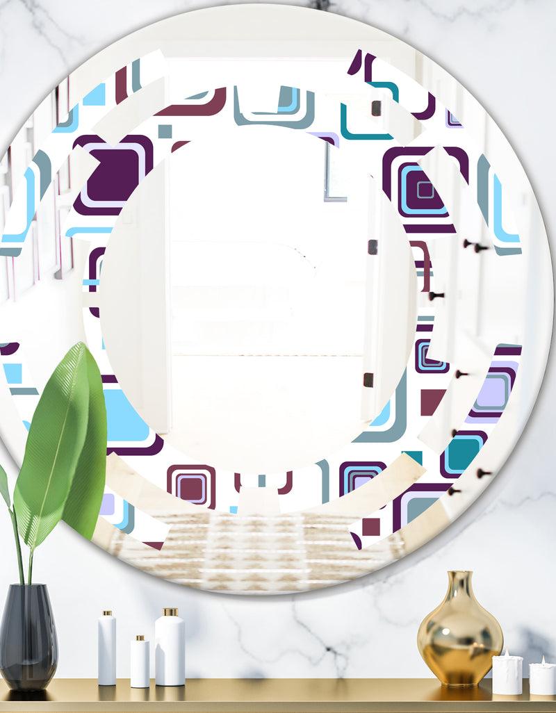 DesignQ Retro Square Design I - Modern Round or Oval Wall Mirror - Space