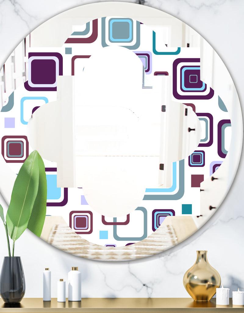 DesignQ Retro Square Design I - Modern Round or Oval Wall Mirror - Quatrefoil