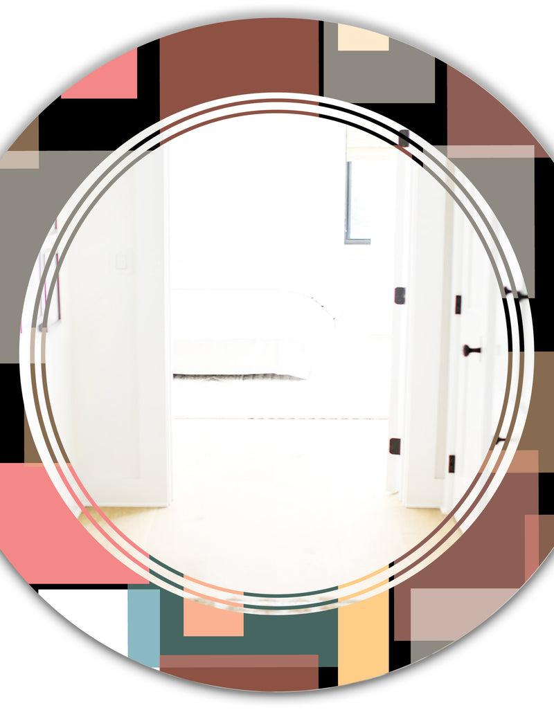 DesignQ Retro Square Design II - Modern Round Or Oval Wall Mirror - Triple C