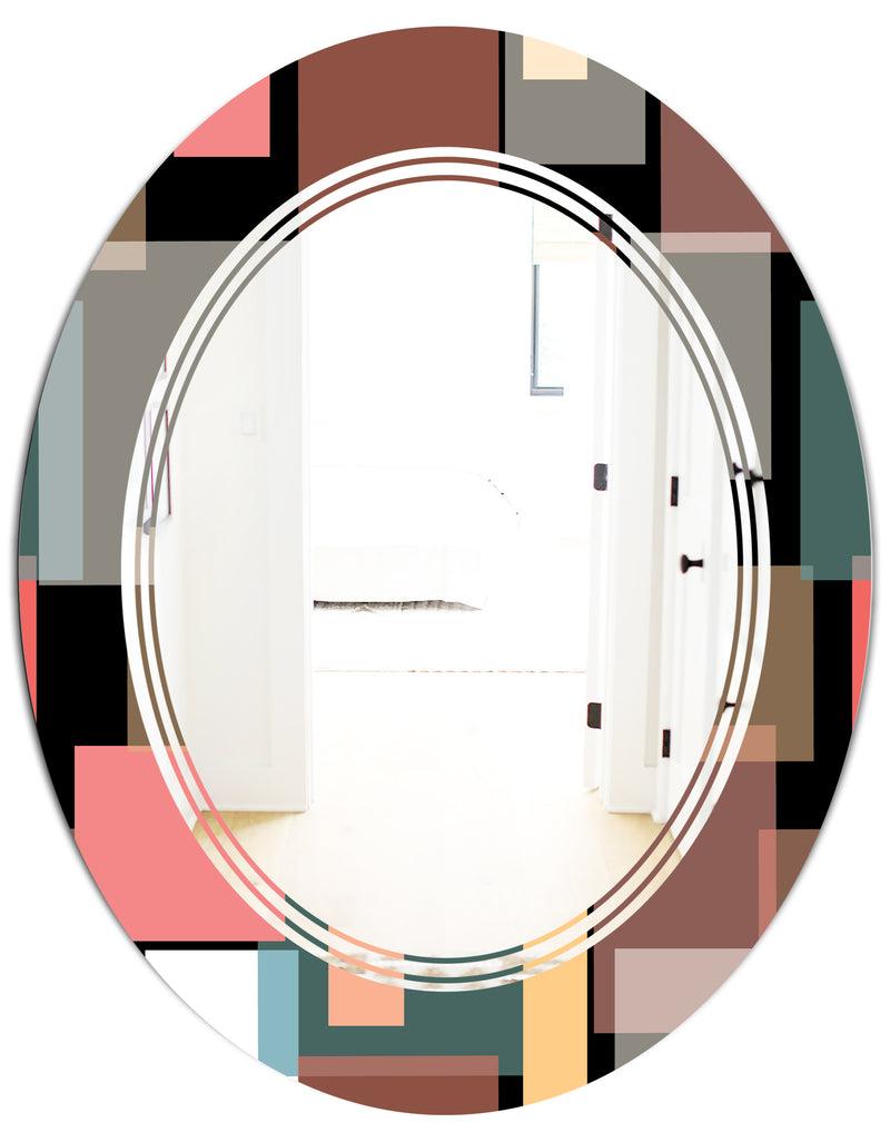 DesignQ Retro Square Design II - Modern Round Or Oval Wall Mirror - Triple C