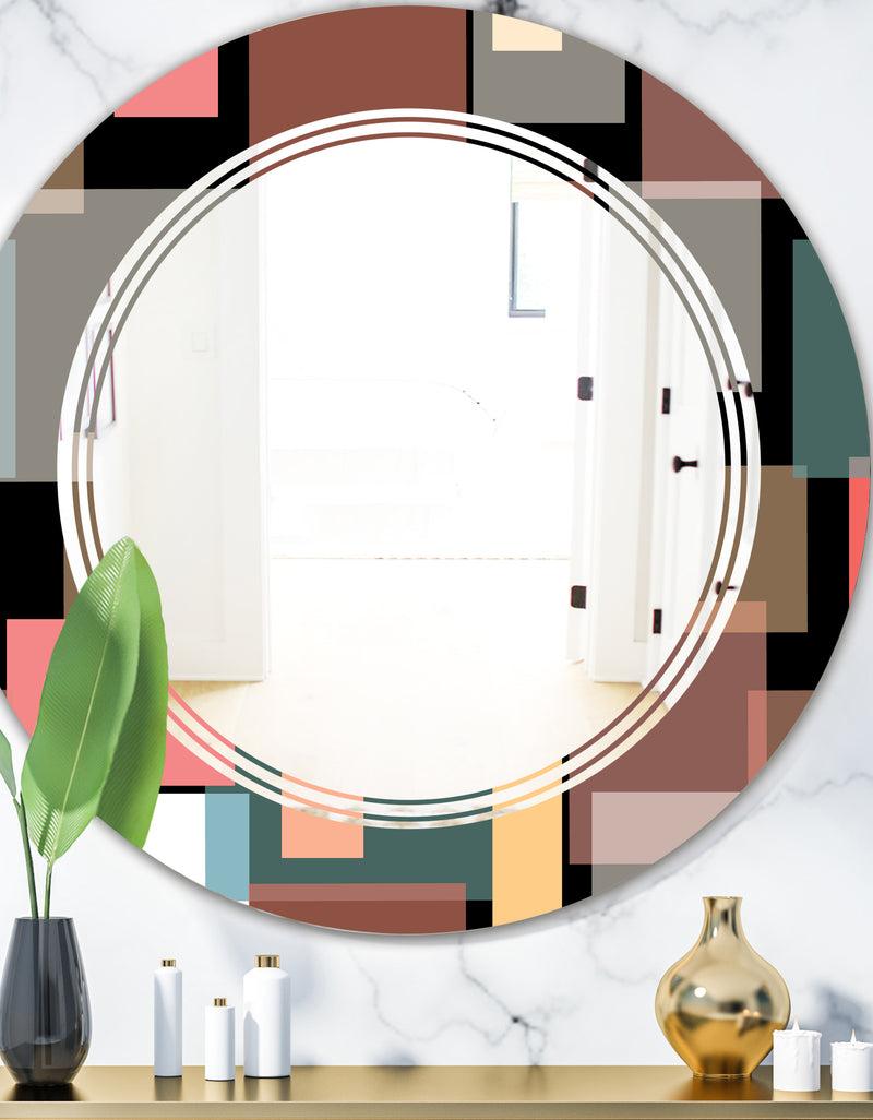 DesignQ Retro Square Design II - Modern Round or Oval Wall Mirror - Triple C
