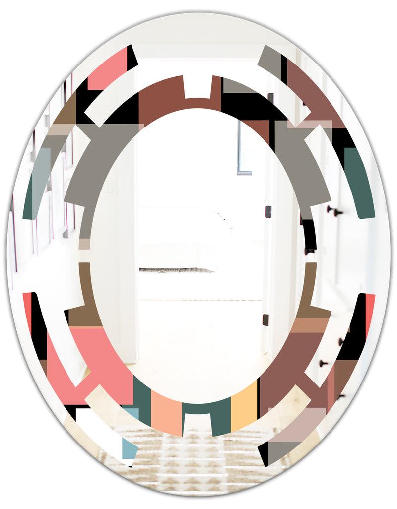 DesignQ Retro Square Design II - Modern Round Or Oval Wall Mirror - Space