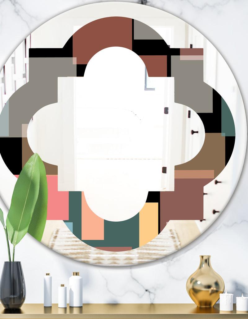 DesignQ Retro Square Design II - Modern Round or Oval Wall Mirror - Quatrefoil