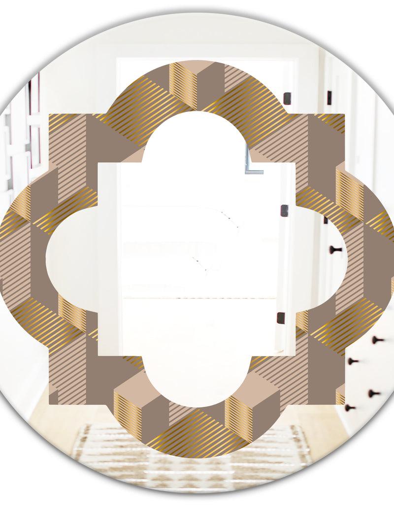 DesignQ Retro Square Design V - Modern Round Or Oval Wall Mirror - Quatrefoil