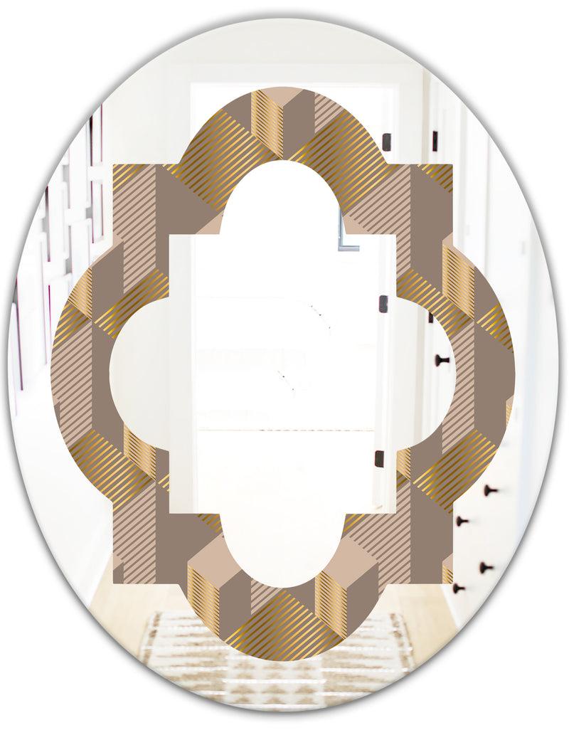 DesignQ Retro Square Design V - Modern Round Or Oval Wall Mirror - Quatrefoil