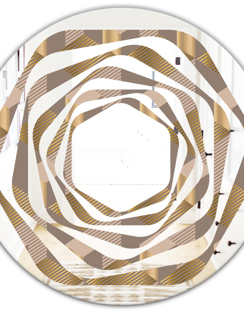 DesignQ Retro Square Design V - Modern Round Or Oval Wall Mirror - Whirl