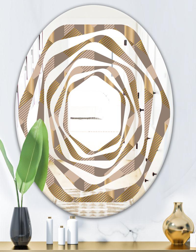 DesignQ Retro Square Design V - Modern Round Or Oval Wall Mirror - Whirl