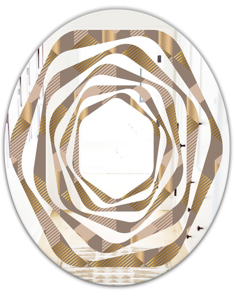 DesignQ Retro Square Design V - Modern Round Or Oval Wall Mirror - Whirl