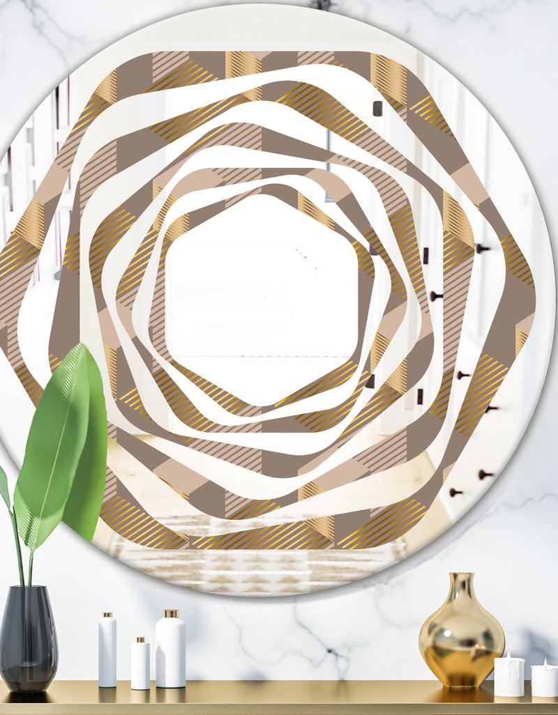 DesignQ Retro Square Design V - Modern Round or Oval Wall Mirror - Whirl