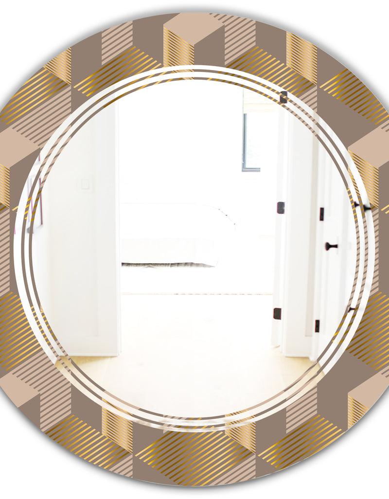 DesignQ Retro Square Design V - Modern Round Or Oval Wall Mirror - Triple C