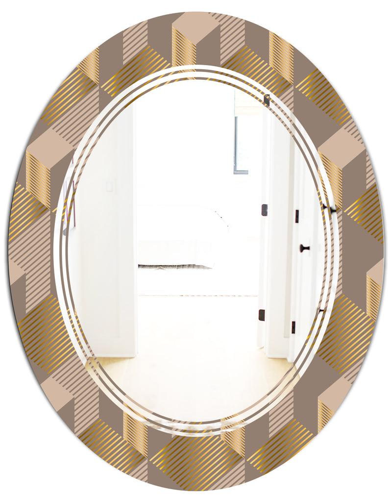 DesignQ Retro Square Design V - Modern Round Or Oval Wall Mirror - Triple C