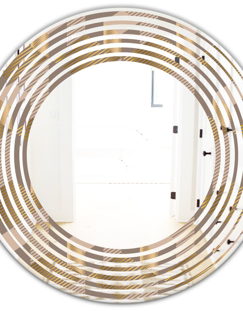 DesignQ Retro Square Design V - Modern Round Or Oval Wall Mirror - Wave