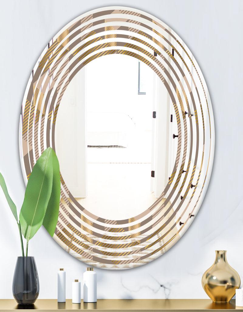 DesignQ Retro Square Design V - Modern Round Or Oval Wall Mirror - Wave