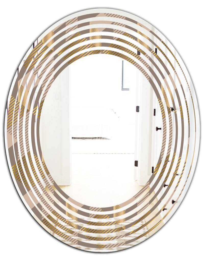 DesignQ Retro Square Design V - Modern Round Or Oval Wall Mirror - Wave