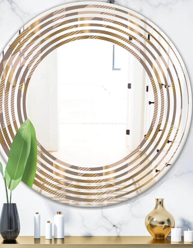 DesignQ Retro Square Design V - Modern Round or Oval Wall Mirror - Wave