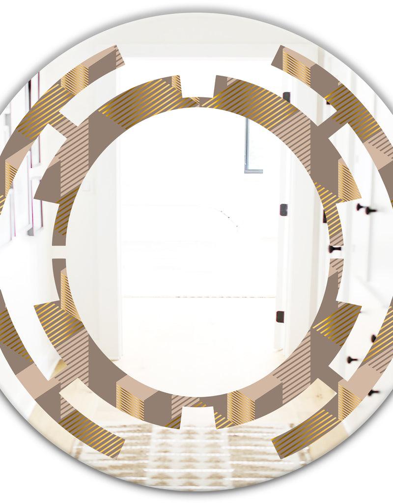 DesignQ Retro Square Design V - Modern Round Or Oval Wall Mirror - Space