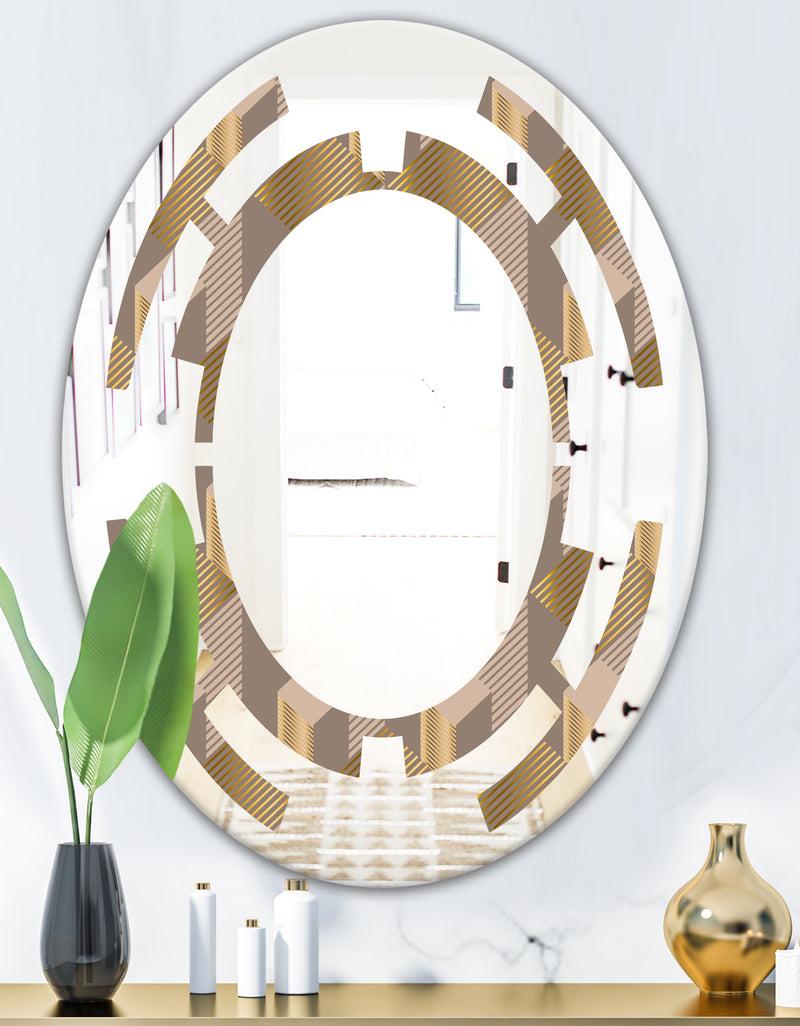 DesignQ Retro Square Design V - Modern Round Or Oval Wall Mirror - Space
