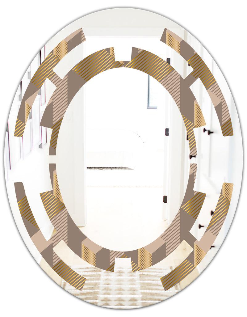 DesignQ Retro Square Design V - Modern Round Or Oval Wall Mirror - Space