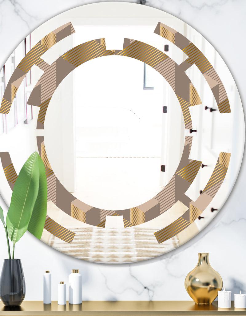 DesignQ Retro Square Design V - Modern Round or Oval Wall Mirror - Space
