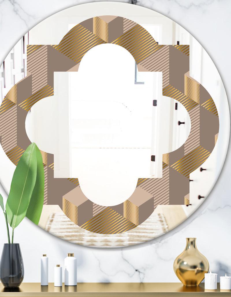 DesignQ Retro Square Design V - Modern Round or Oval Wall Mirror - Quatrefoil