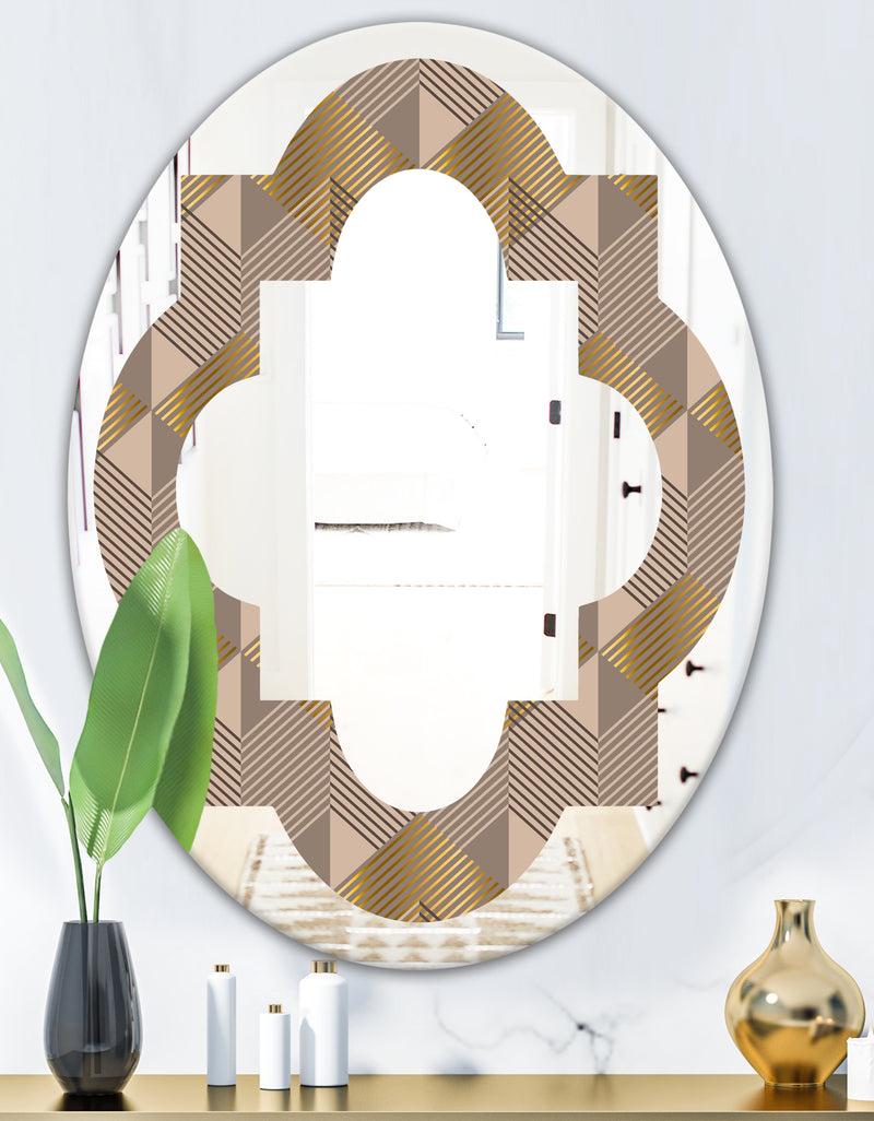 DesignQ Retro Square Design VI - Modern Round Or Oval Wall Mirror - Quatrefoil