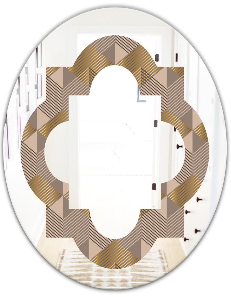 DesignQ Retro Square Design VI - Modern Round Or Oval Wall Mirror - Quatrefoil